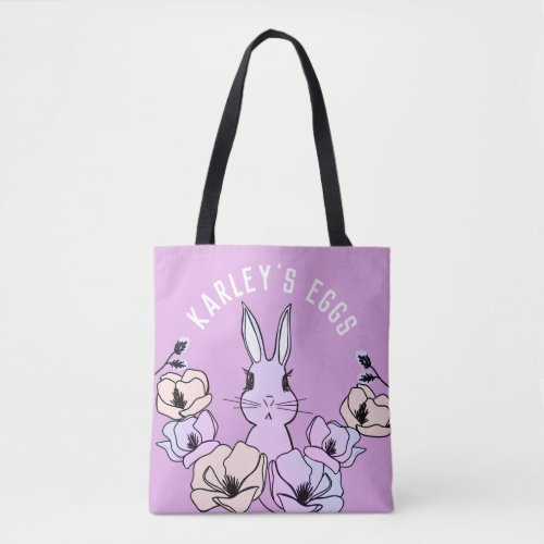 Cute Colorful Bunny Flower Easter Egg Tote Bag