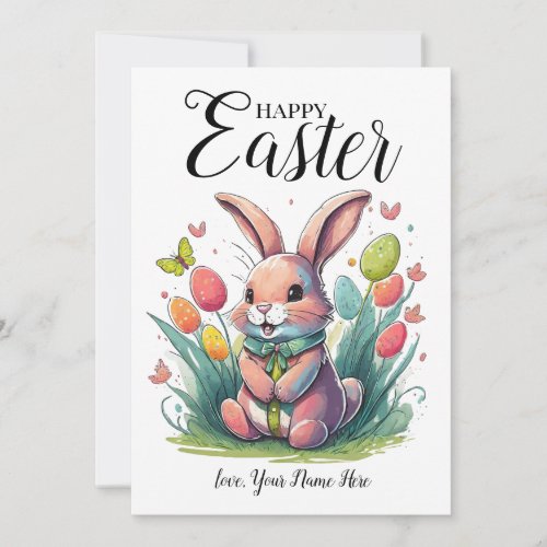 Cute colorful bunny happy easter card