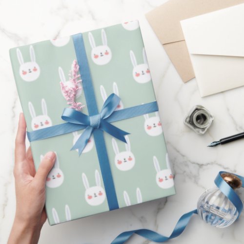 Cute Colorful Bunny White Rabbit Pastel Color Wrapping Paper