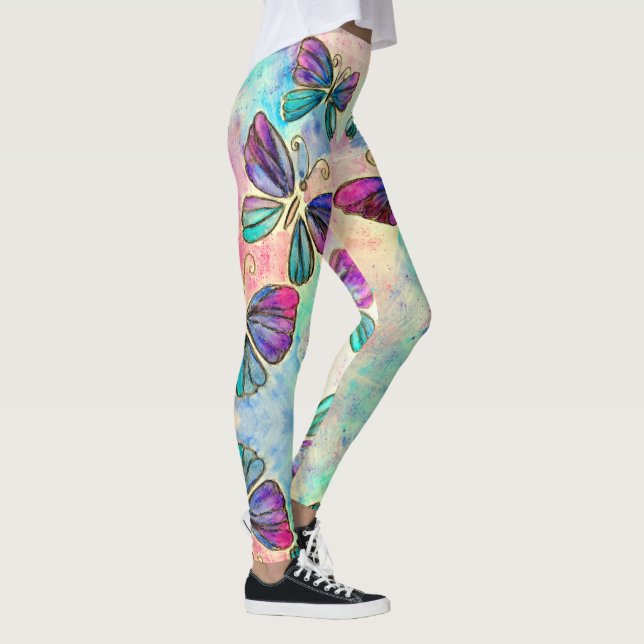 Cute Colorful Butterflies  7 - Leggings (Right)
