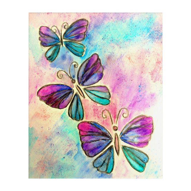 Cute Colorful Butterflies Acrylic Print (Front)