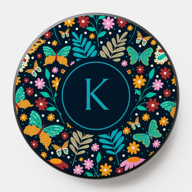 Cute colorful butterflies and flowers pattern  PopSocket (Popsocket)