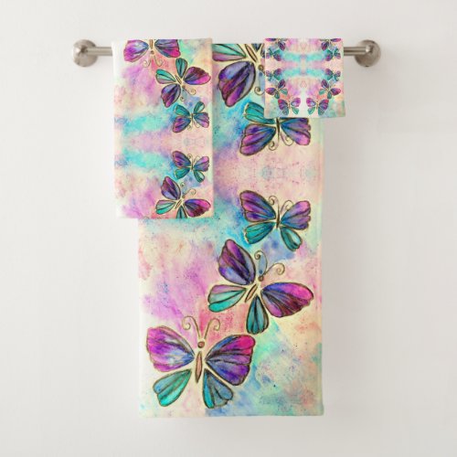 Cute Colorful Butterflies _ Bath Towel Set