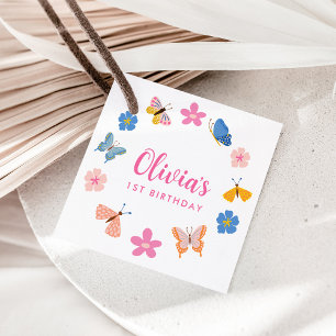Cute Colorful Butterflies Birthday Party Favor Tags