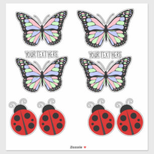 Cute Colorful Butterflies Ladybugs Your Text Here Sticker