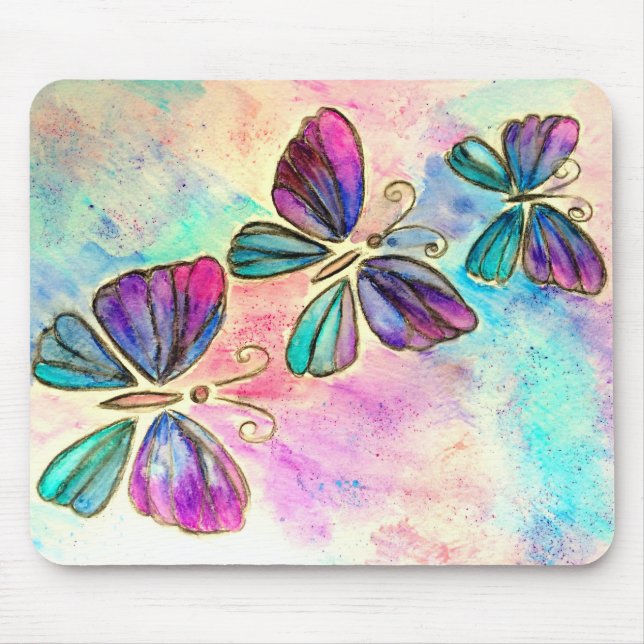 Cute Colorful Butterflies Mouse Pad (Front)