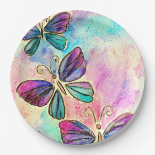Cute Colorful Butterflies Paper Plates