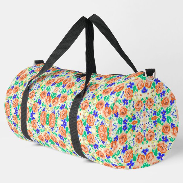 Cute colorful butterflies roses patterns duffle bag (Left Corner)