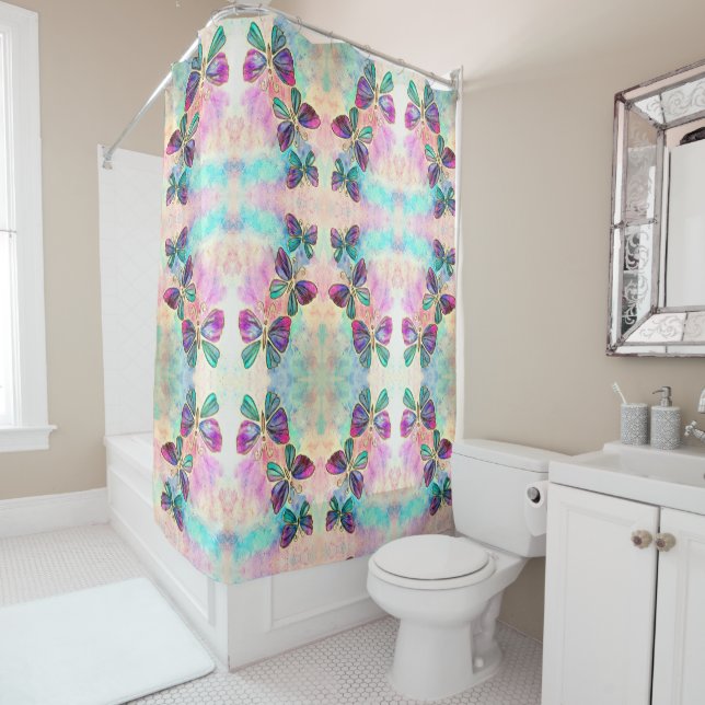 Cute Colorful Butterflies - Shower Curtain (In Situ)