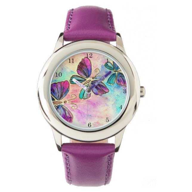 Cute Colorful Butterflies - Watch (Front)