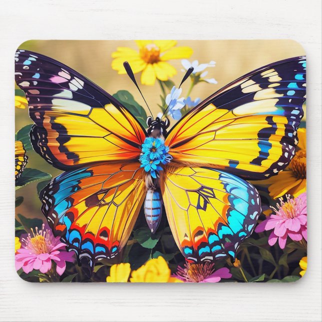 Cute Colorful Butterfly Art Mouse Pad (Front)