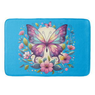 Cute, colorful butterfly  bath mat