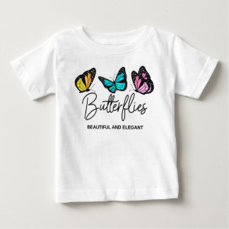 Cute Colorful Butterfly Birthday Girl Customizable Baby T-Shirt