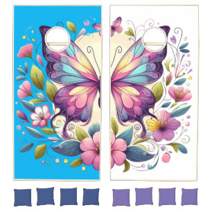 Cute, colorful butterfly cornhole set