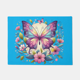 Cute, colorful butterfly doormat