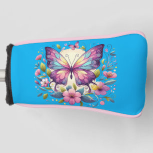 Cute, colorful butterfly golf head cover