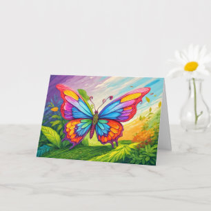 Cute Colorful Butterfly Happy Birthday Card