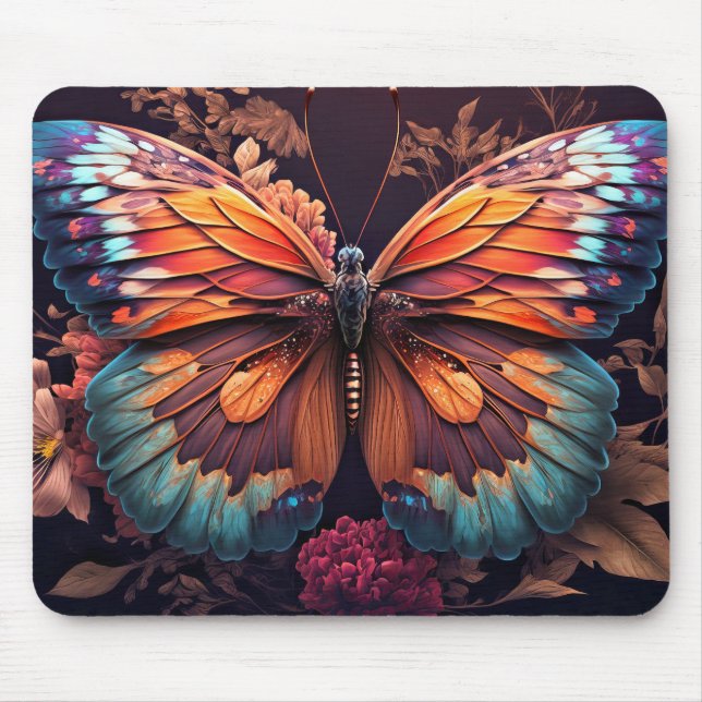 Cute Colorful Butterfly Illustration Mouse Pad (Front)