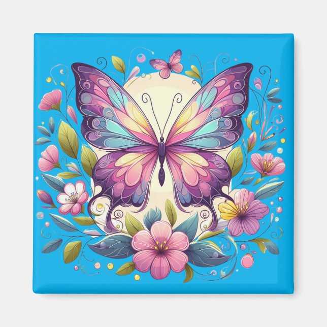 Cute, colorful butterfly  magnet (Front)