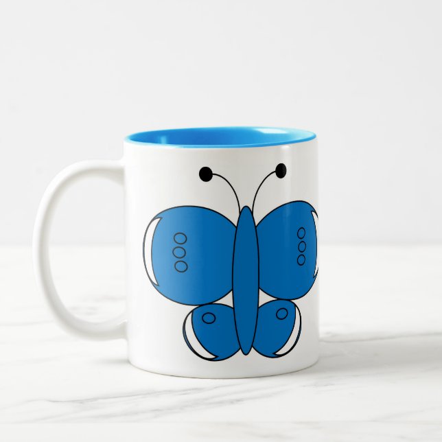 Cute Colorful Butterfly Mug - Common Blue (Left)