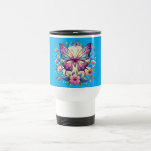Cute, colorful butterfly travel mug