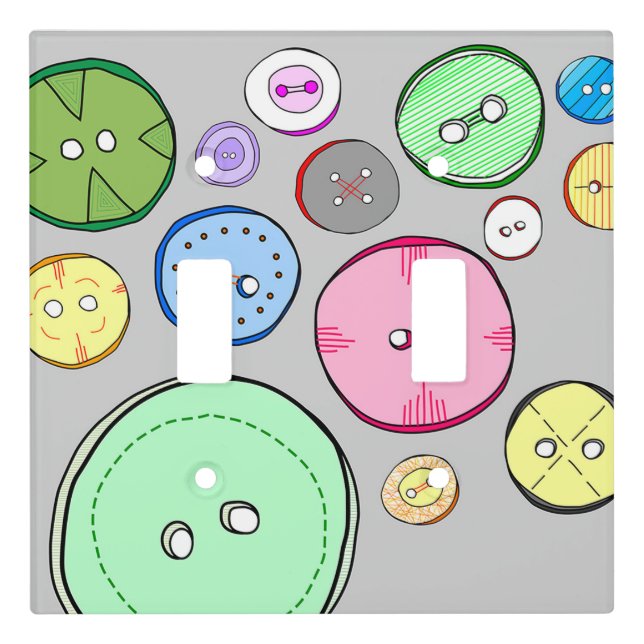 Cute Colorful Button Illustration Light Switch Cover (Front)