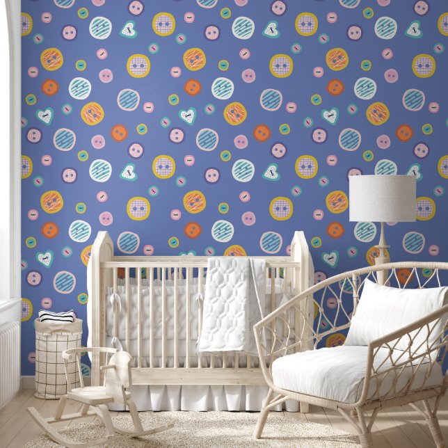 Cute Colorful Button Pattern Wallpaper (Kids)