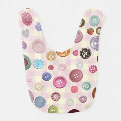 Cute Colorful Buttons Baby Bib, Pastel Button Patt Bib