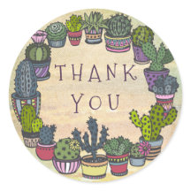 Cute Colorful Cactus Thank You
