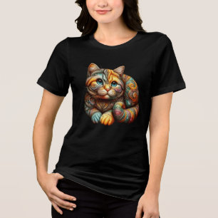 Cute Colorful Calico Cat Tri-Blend Shirt