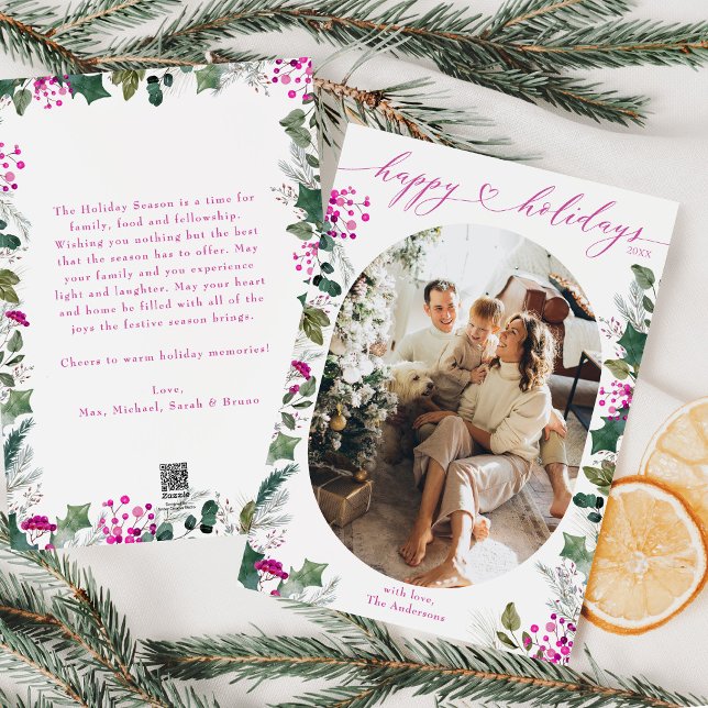 Cute Colorful Calligraphy Photo Holiday Card (Creator Uploaded)