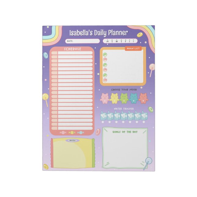 Cute Colorful Candy Daily Planner Notepad (Rotated)