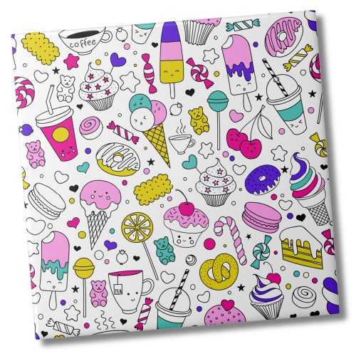Cute Colorful Candy Sweet Pattern Ceramic Tile