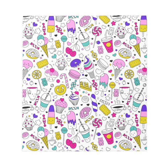 Cute Colorful Candy Sweet Pattern Notepad (Front)