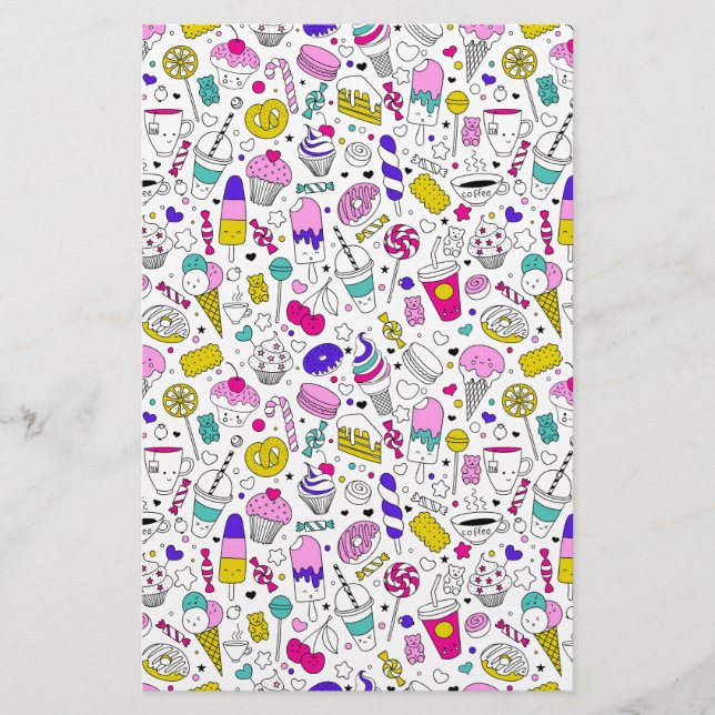 Cute Colorful Candy Sweet Pattern Stationery (Front)