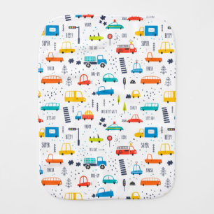 Cute Colorful Car Traffic Pattern Baby Burp Cloth