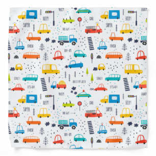 Cute Colorful Car Traffic Pattern Bandana