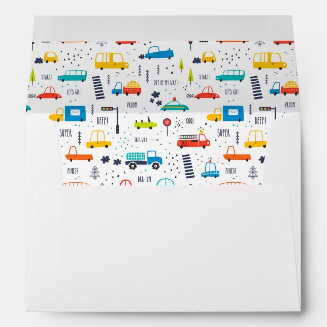 Cute Colorful Car Traffic Pattern Envelope (Back (Bottom))