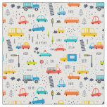 Cute Colorful Car Traffic Pattern Fabric