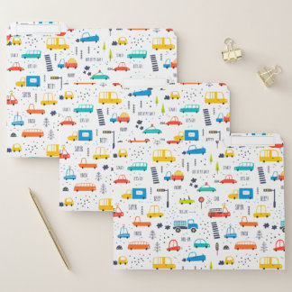 Cute Colorful Car Traffic Pattern File Folder