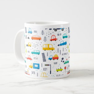 Cute Colorful Car Traffic Pattern Giant Coffee Mug
