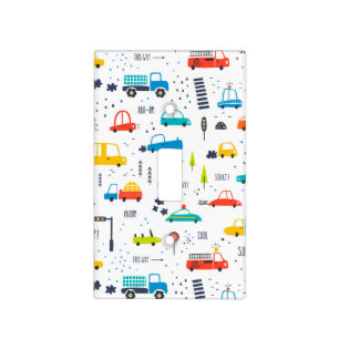 Cute Colorful Car Traffic Pattern Light Switch Cover
