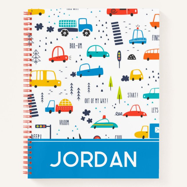 Cute Colorful Car Traffic Pattern Notebook (Front)