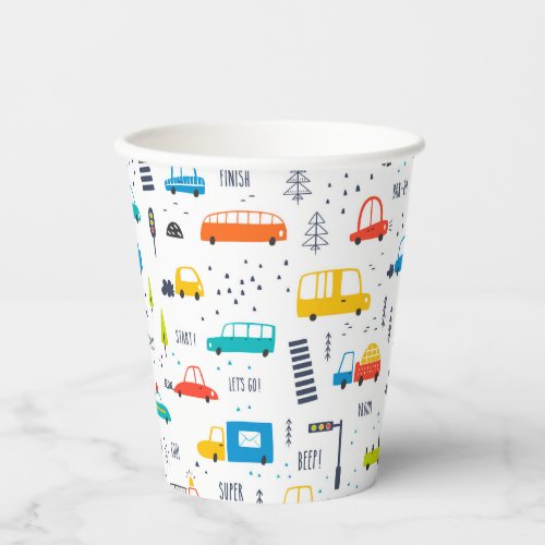 Cute Colorful Car Traffic Pattern Paper Cups