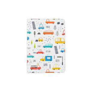 Cute Colorful Car Traffic Pattern Passport Holder