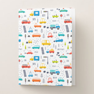 Cute Colorful Car Traffic Pattern Pocket Folder