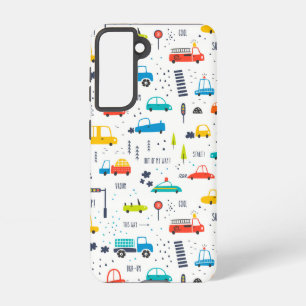 Cute Colorful Car Traffic Pattern Samsung Galaxy S21 Case