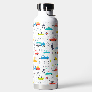 Cute Colorful Car Traffic Pattern Water Bottle