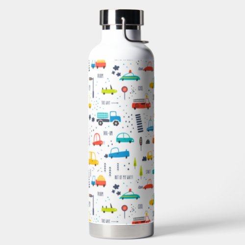 Cute Colorful Car Traffic Pattern Water Bottle