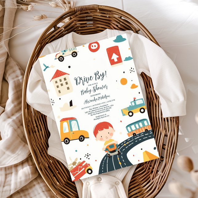 Cute Colorful Cars Boy Baby Shower Invitation (Creator Uploaded)